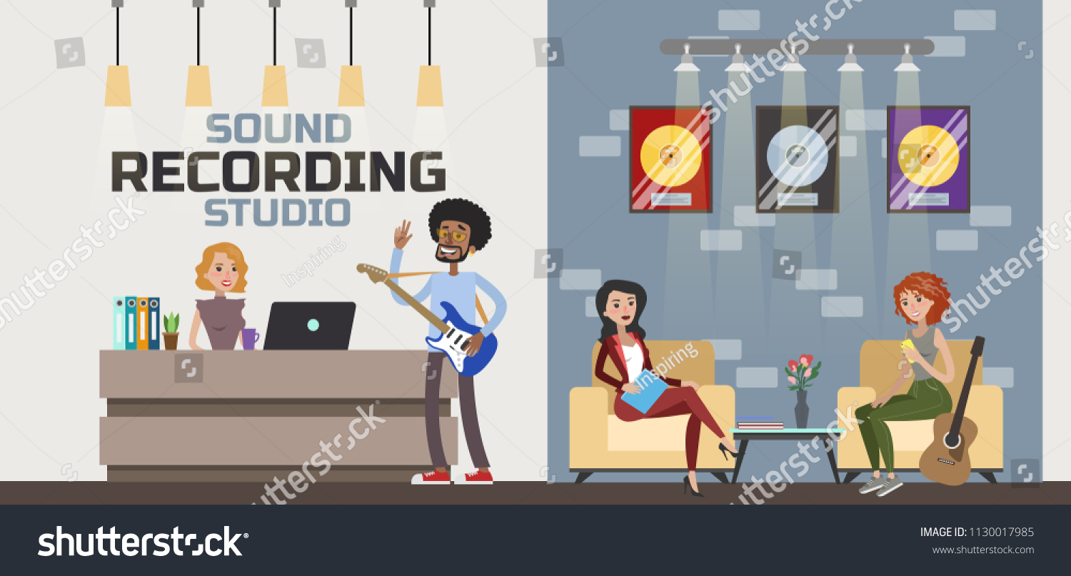 Sound Recording Studio People Sitting Waiting Stock Vector (Royalty ...