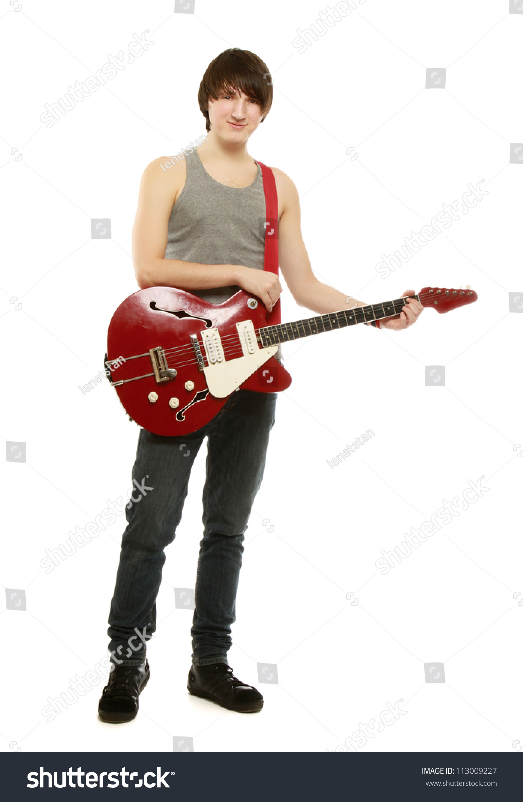 playing guitar standing up