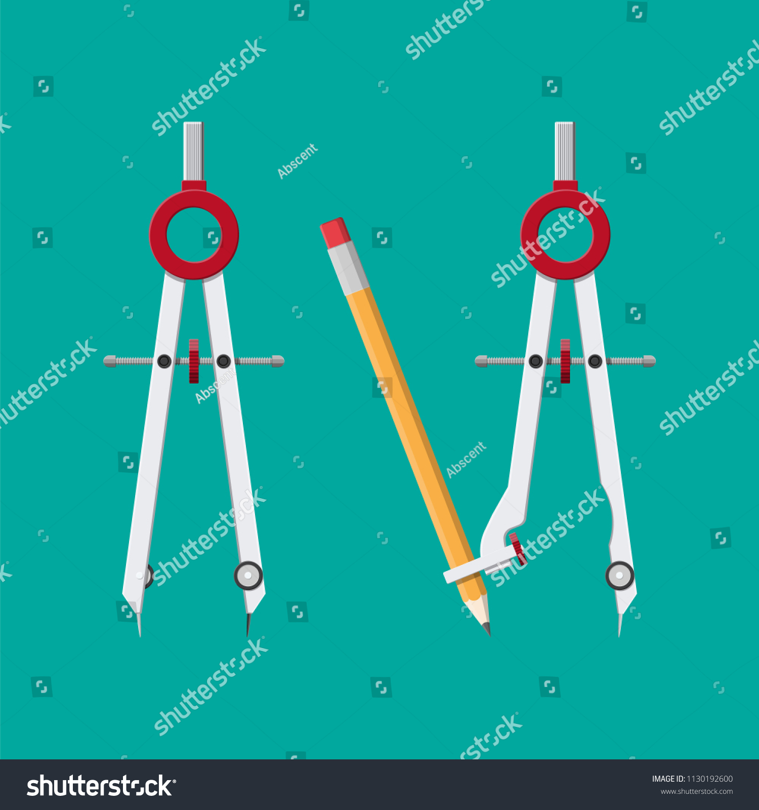 Metalic Drawing Compass Divider Caliper Attached Stock Vector (Royalty ...