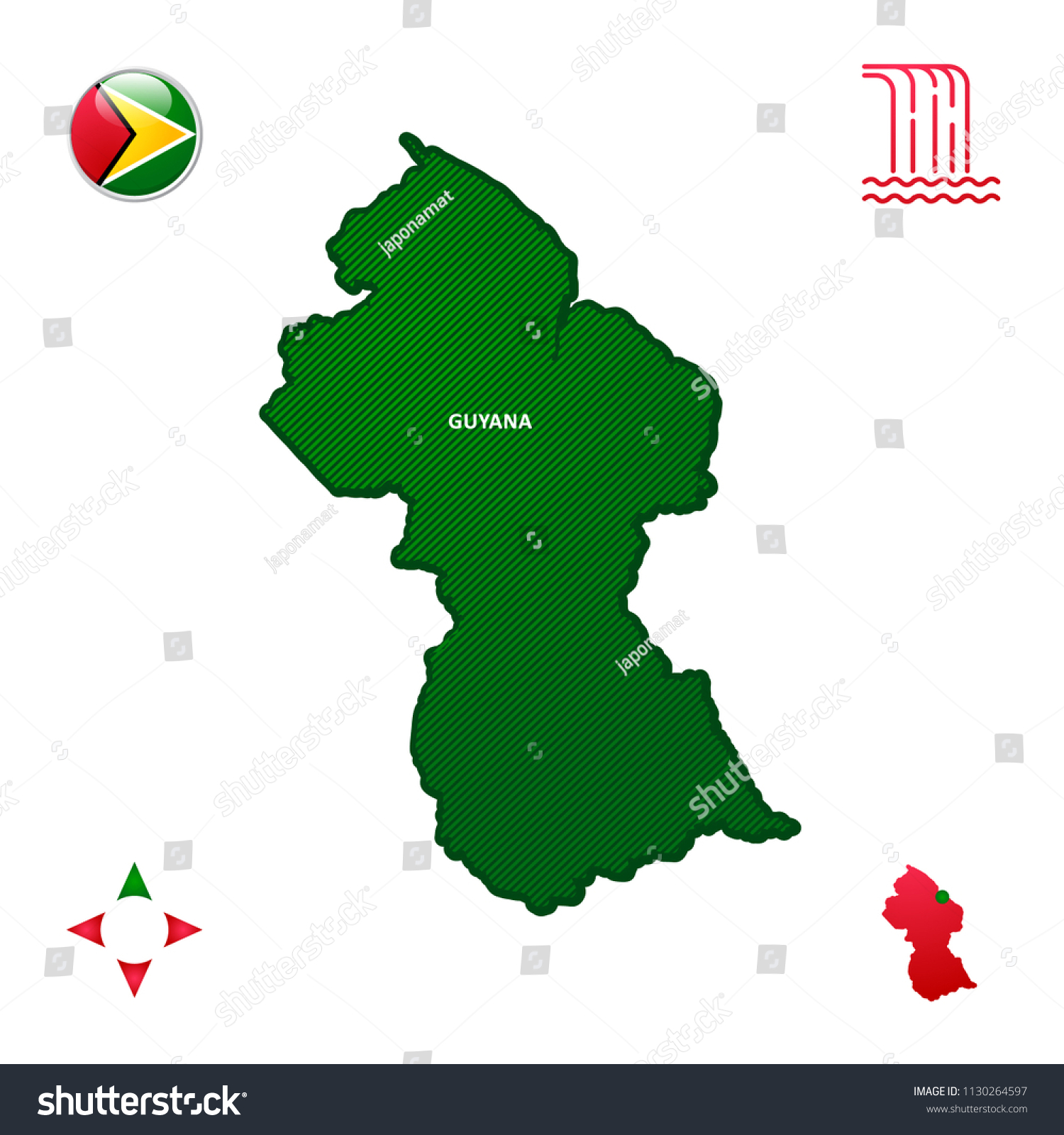 Simple Outline Map Guyana Stock Vector Royalty Free 1130264597   Stock Vector Simple Outline Map Of Guyana 1130264597 