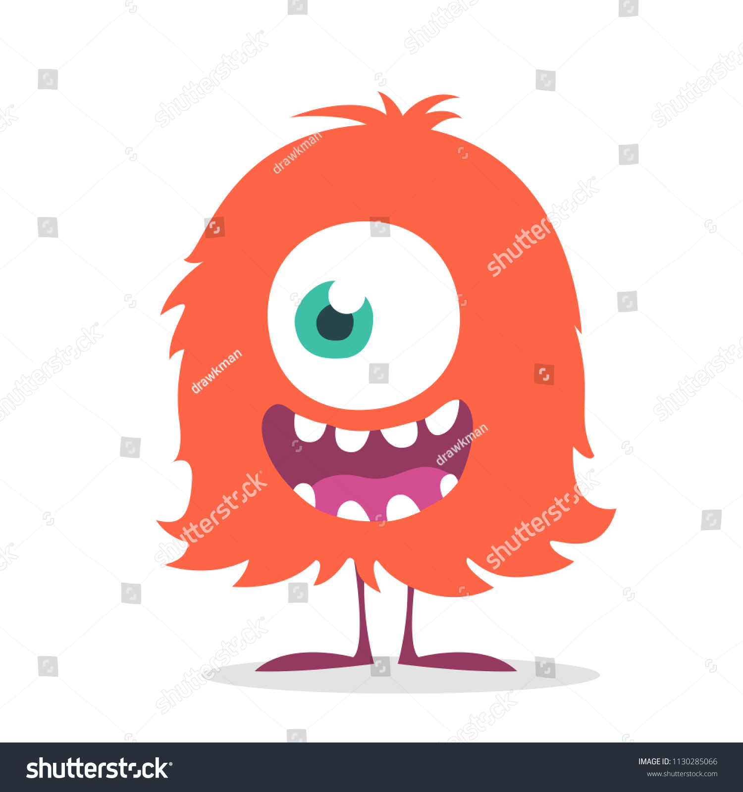 Cartoon Happy Monster Big Mouth Laughing Stock Vector Royalty Free 1130285066 Shutterstock 