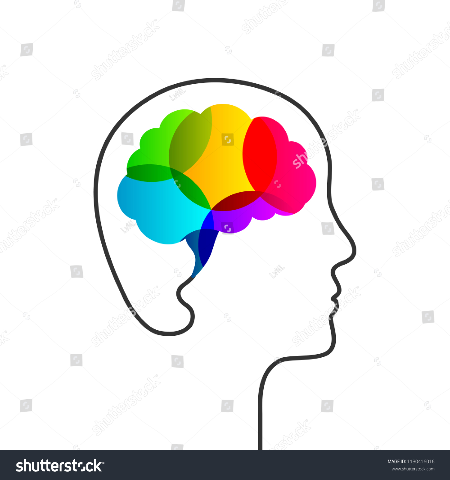 Creativity Concept Colorful Brain Head Silhouette Stock Vector (Royalty ...