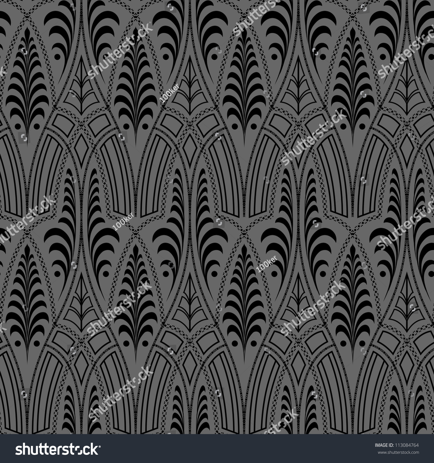 Seamless Black Wallpaper Pattern Stock Vector (Royalty Free) 113084764