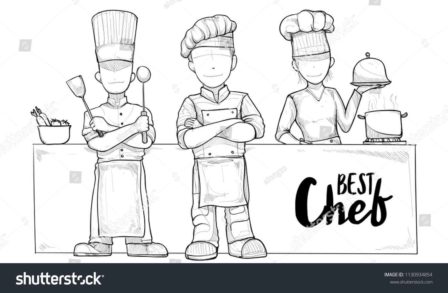 Cartoon Chef Group Vector Illustration Drawing Stock Vector (Royalty ...