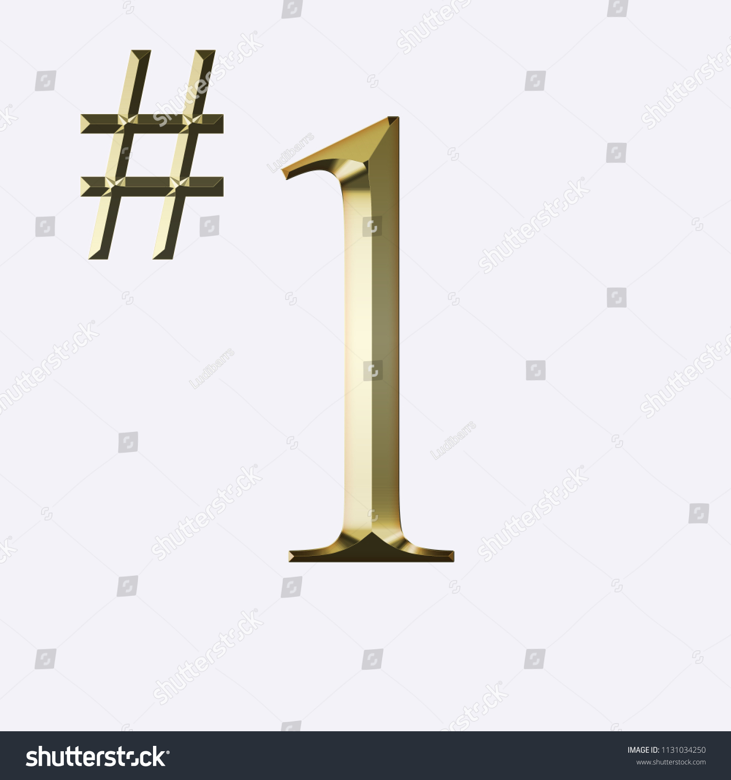 Number 1 Gold On White Background Stock Illustration 1131034250