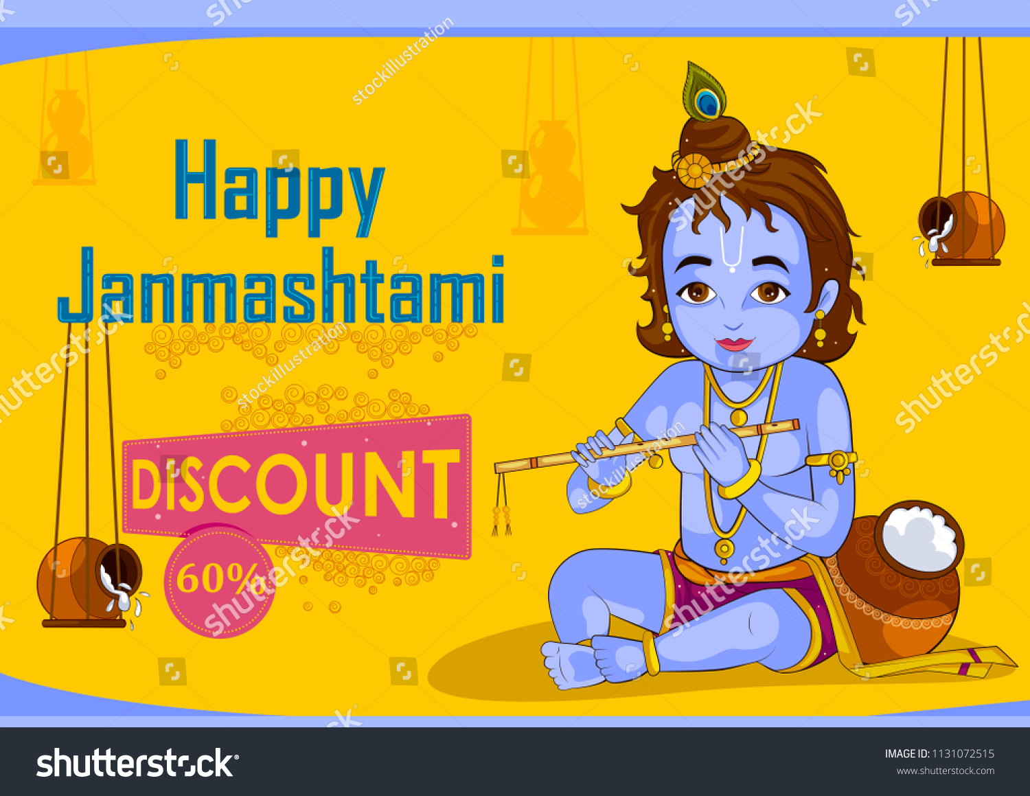 Krishna Janmashtami Sale Advertisement Background Vector Stock Vector ...