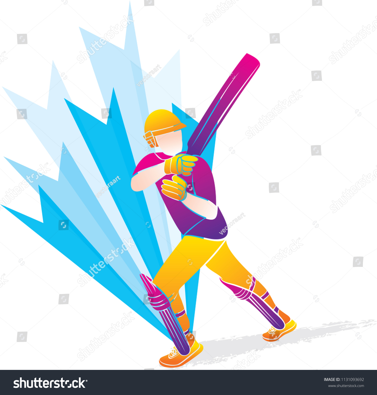 Cricket Player Hitting Big Shot Position Stock Vector (Royalty Free ...