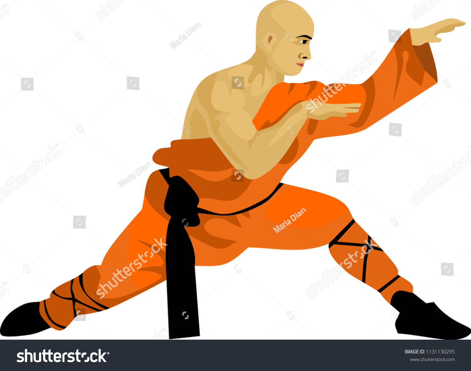 Shaolin Monk Wushu Kungfu Martial Art Stock Vector (Royalty Free ...