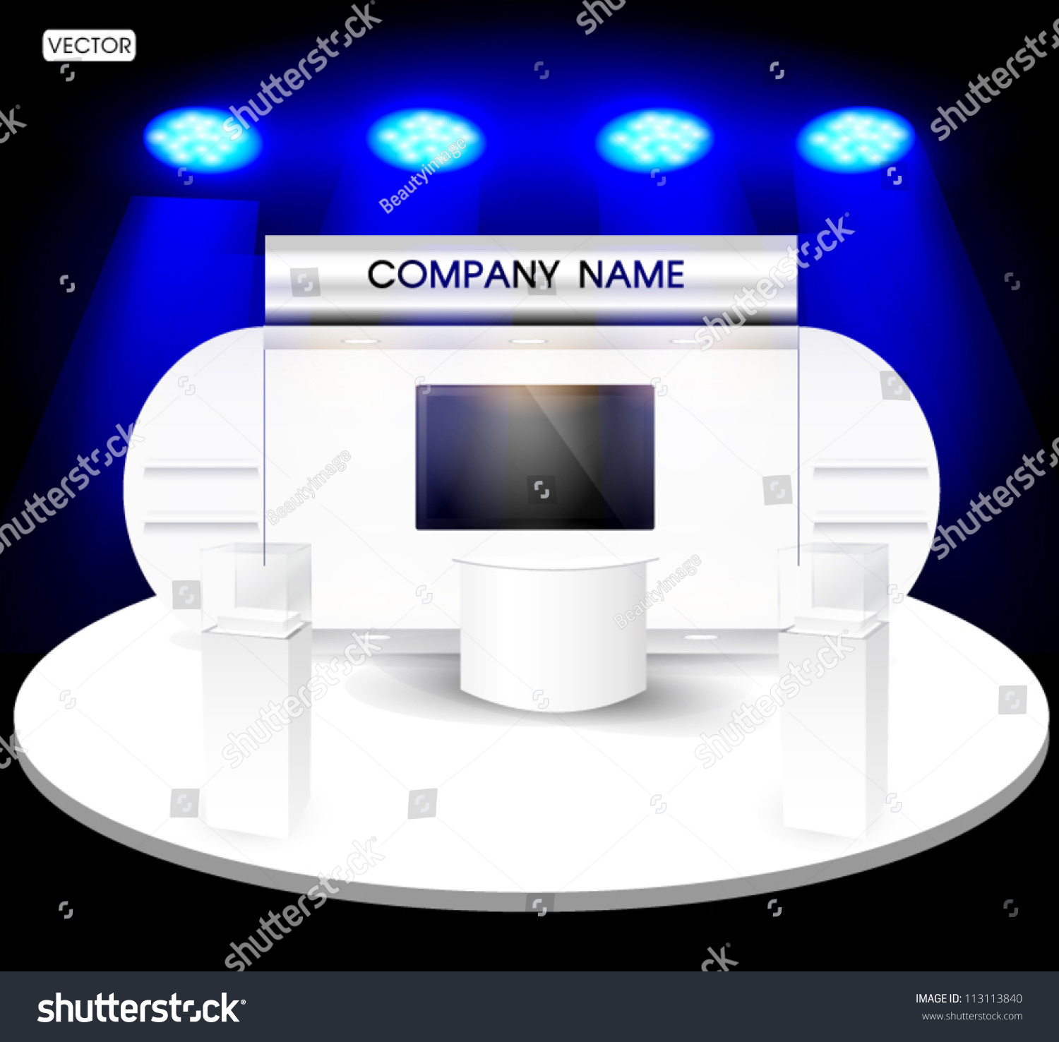 Modern Exhibition Booth Stock Vector (Royalty Free) 113113840 ...