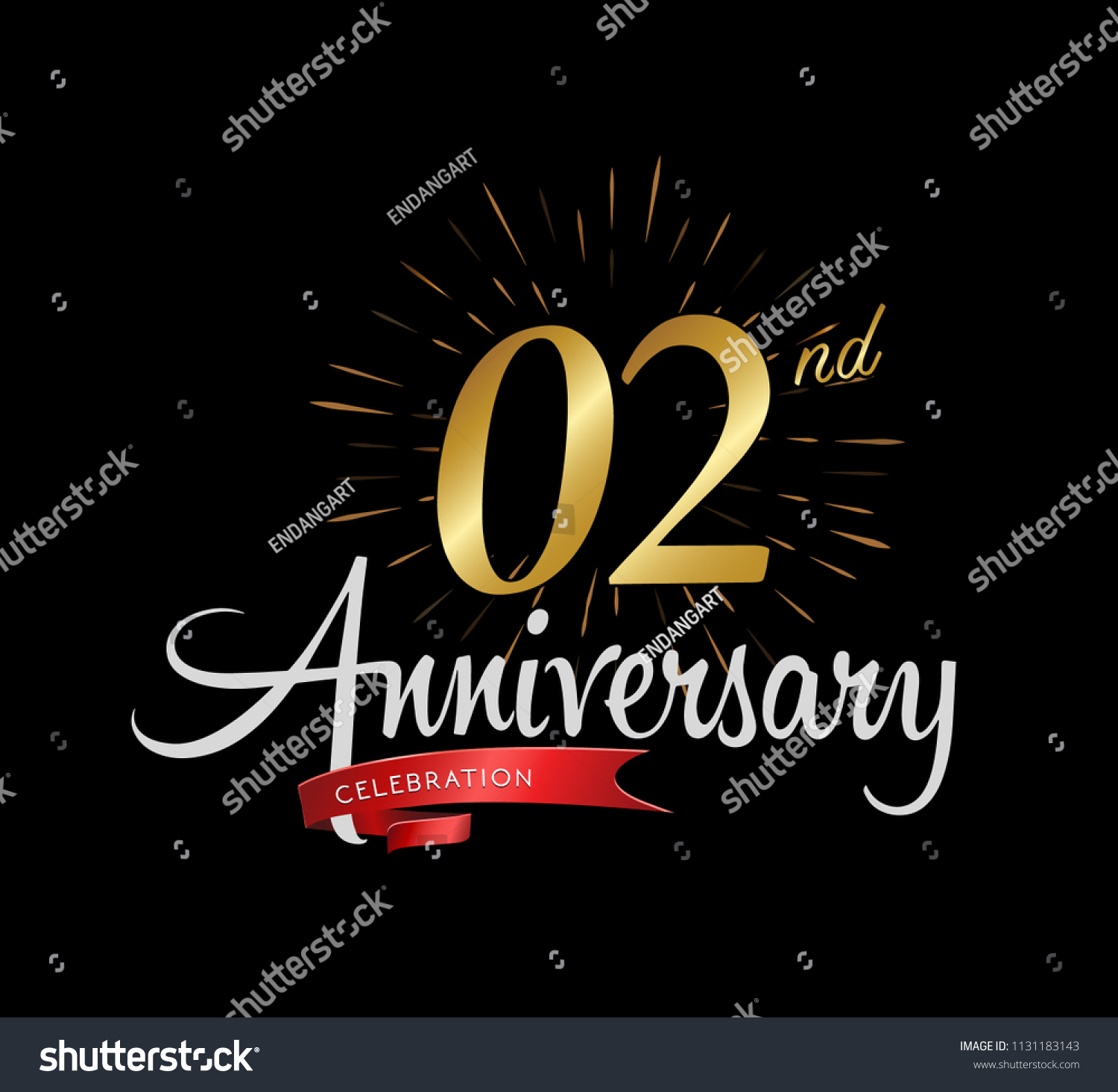 2 Years Gold Anniversary Celebration Simple Stock Vector (Royalty Free ...