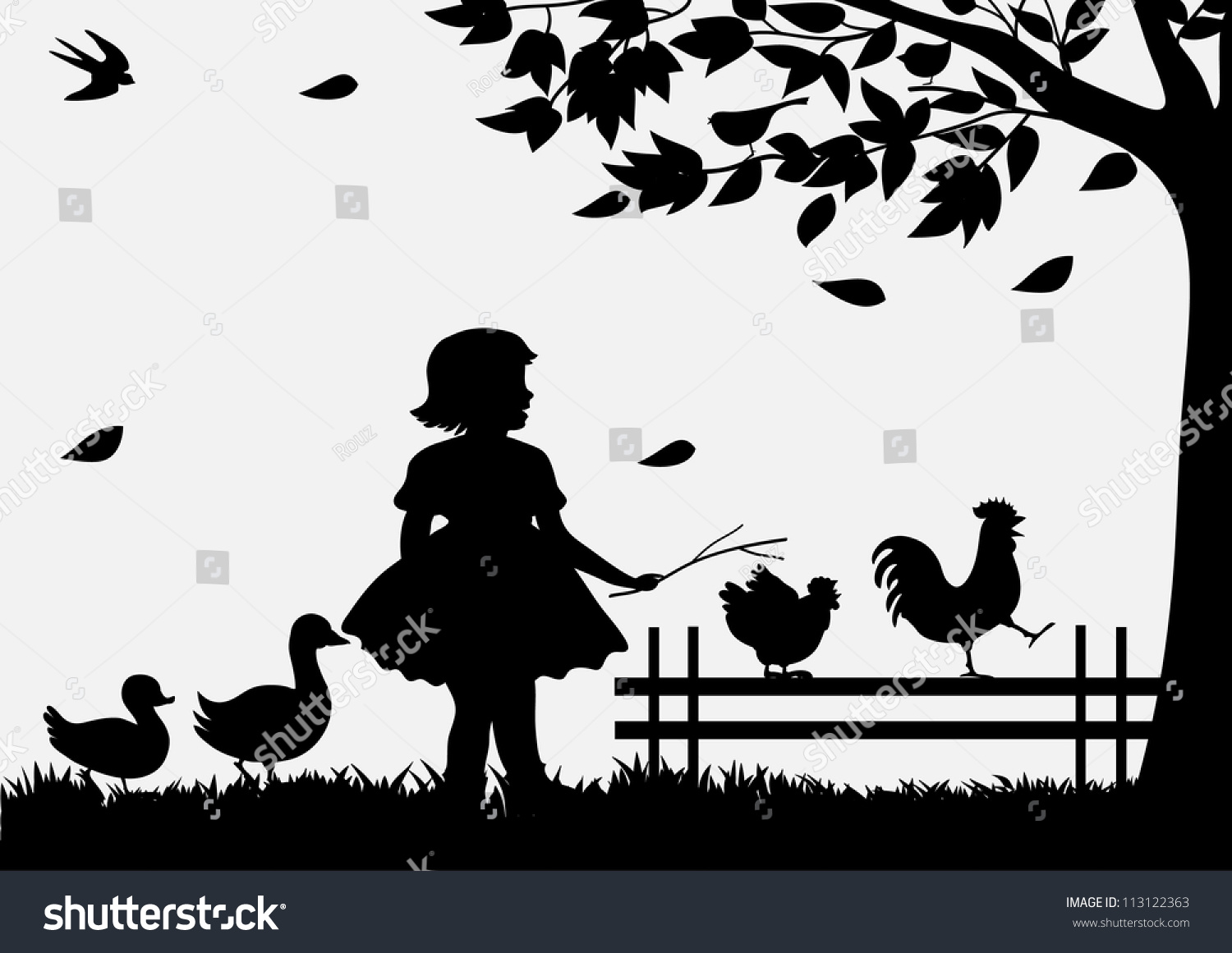 Girl Birds Stock Vector Royalty Free Shutterstock