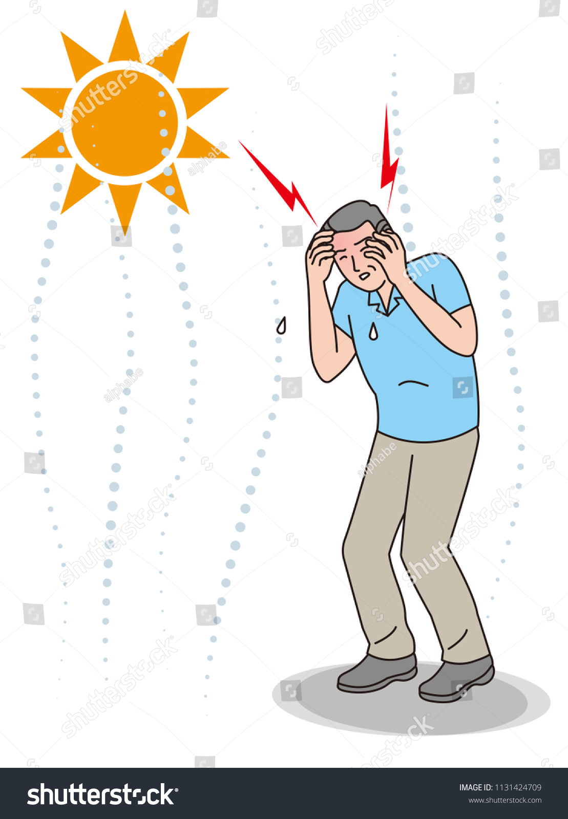 Symptoms Heat Stroke Aged Person Headache Stock Vector (Royalty Free ...