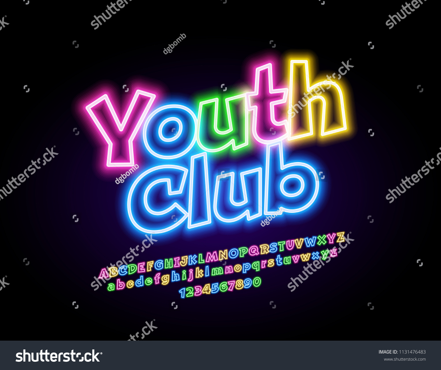 Vector Neon Sign Youth Club Glowing Stock Vector (Royalty Free ...