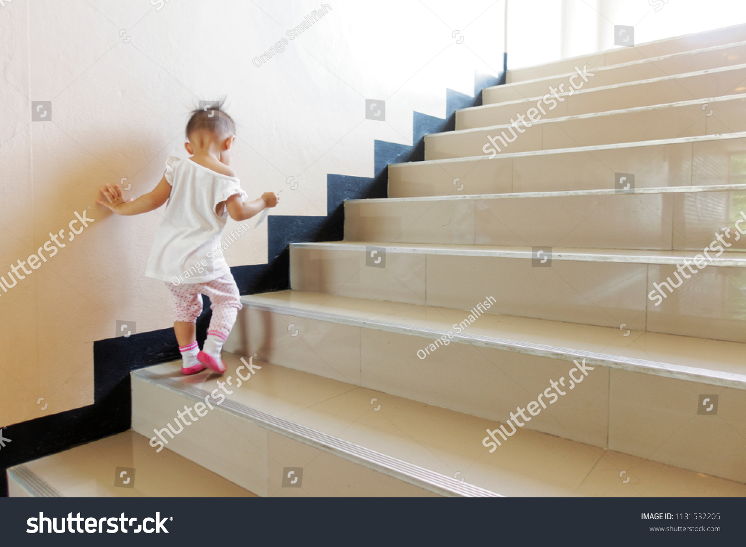 Little Girl Practicing Walking Stairs Stock Photo 1131532205 | Shutterstock