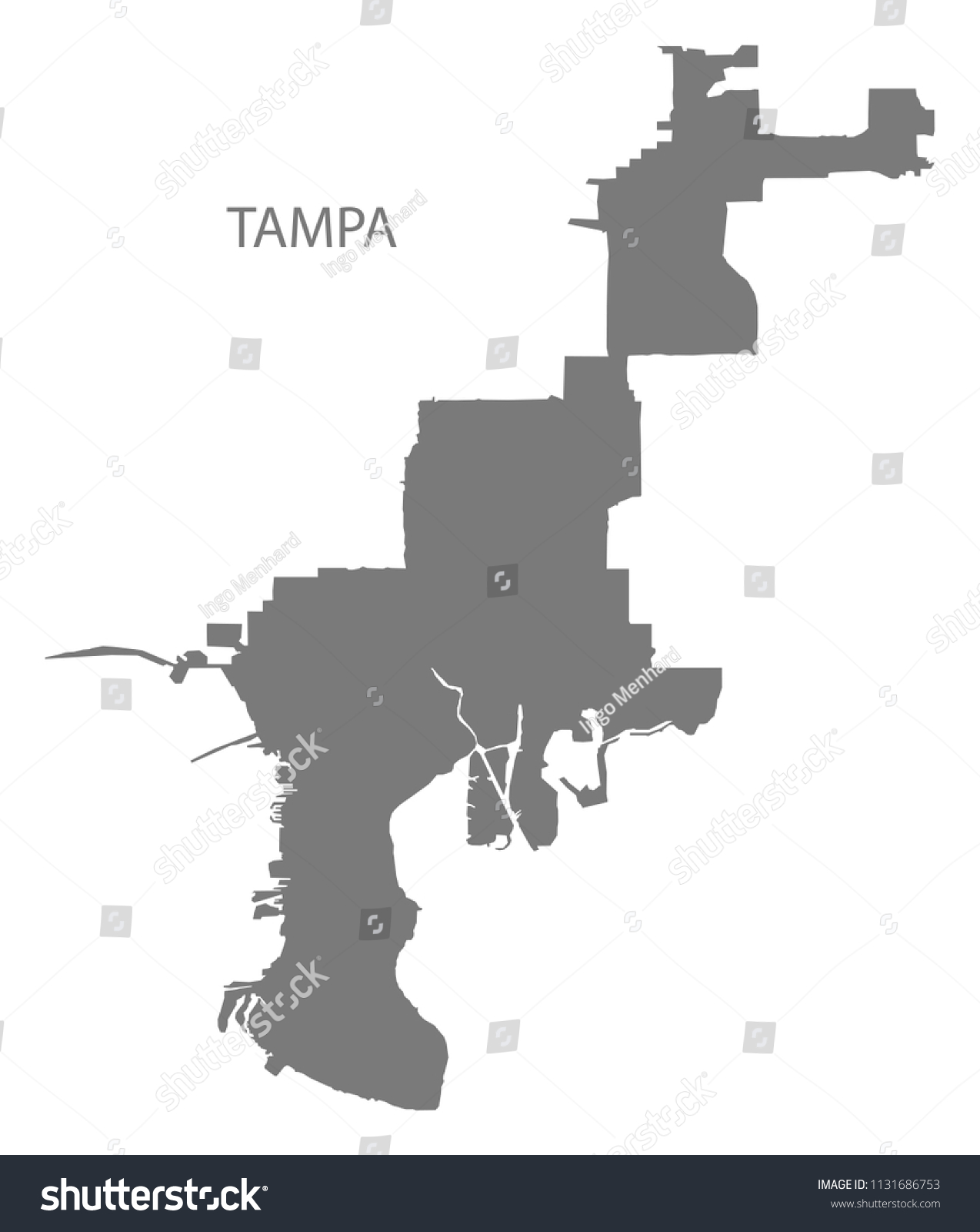 Map Of Cities Near Tampa Fl Vektor Stok Modern City Map Tampa Florida City Tanpa Royalti 1131686759 Shutterstock