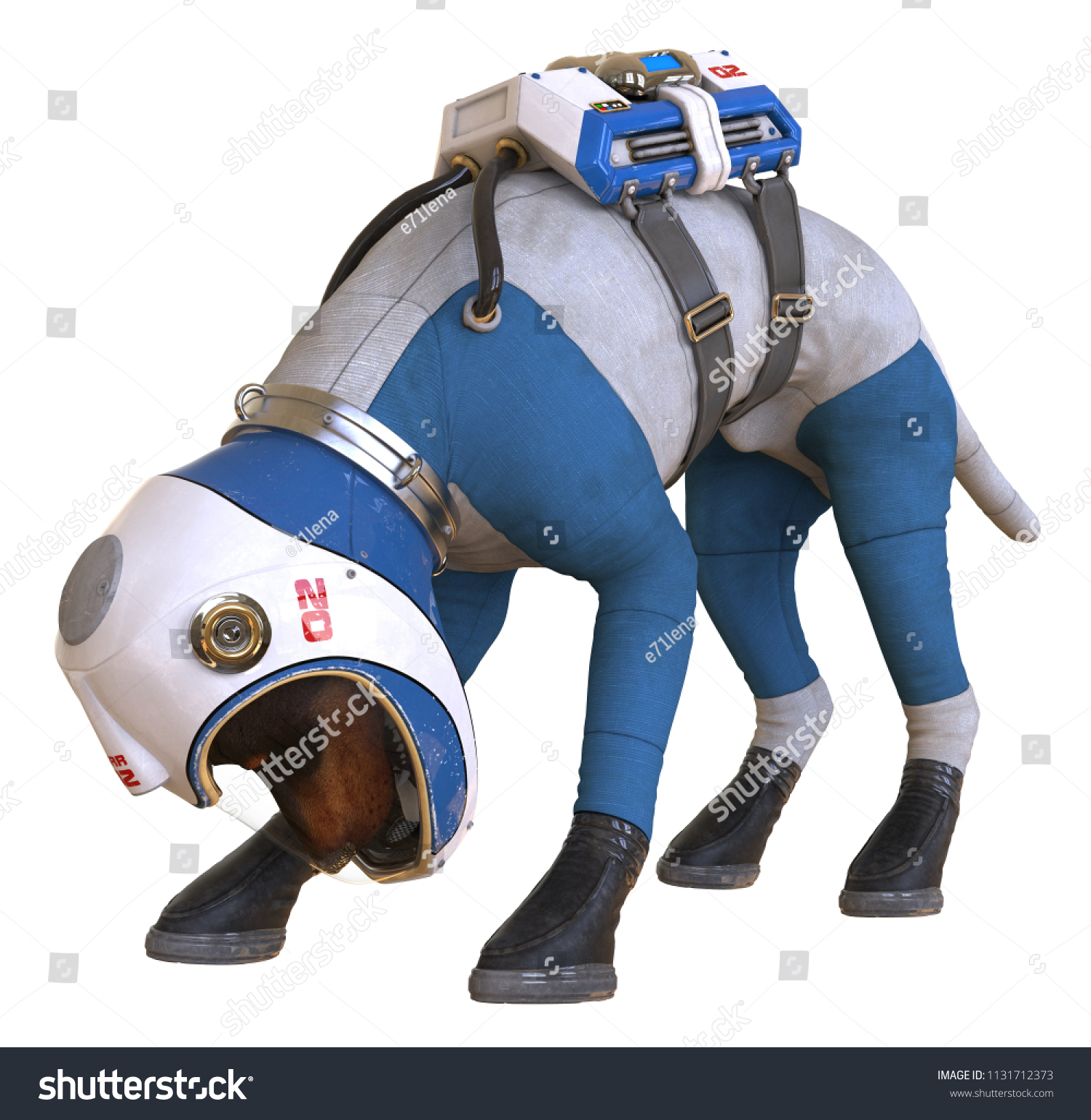 3d Illustration Dog Astronauts Space Suit Stock Illustration 1131712373 