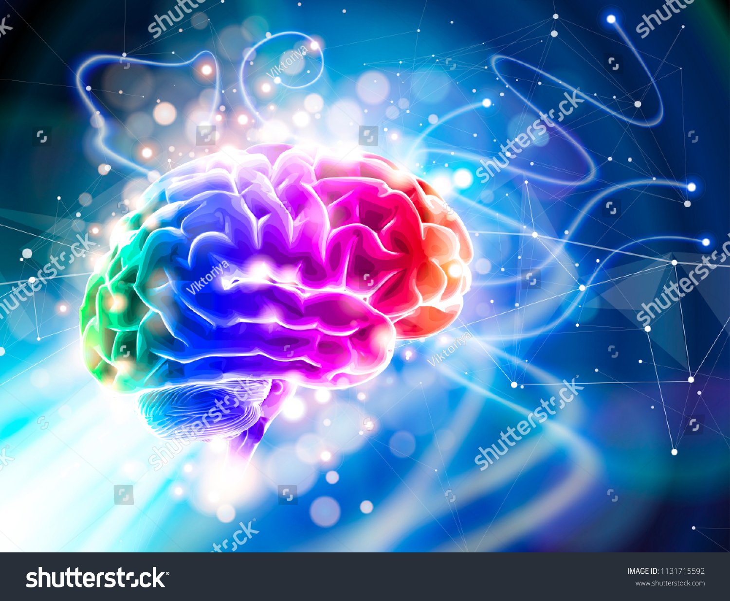 Human Brain On Blue Technological Background Stock Vector (Royalty Free ...