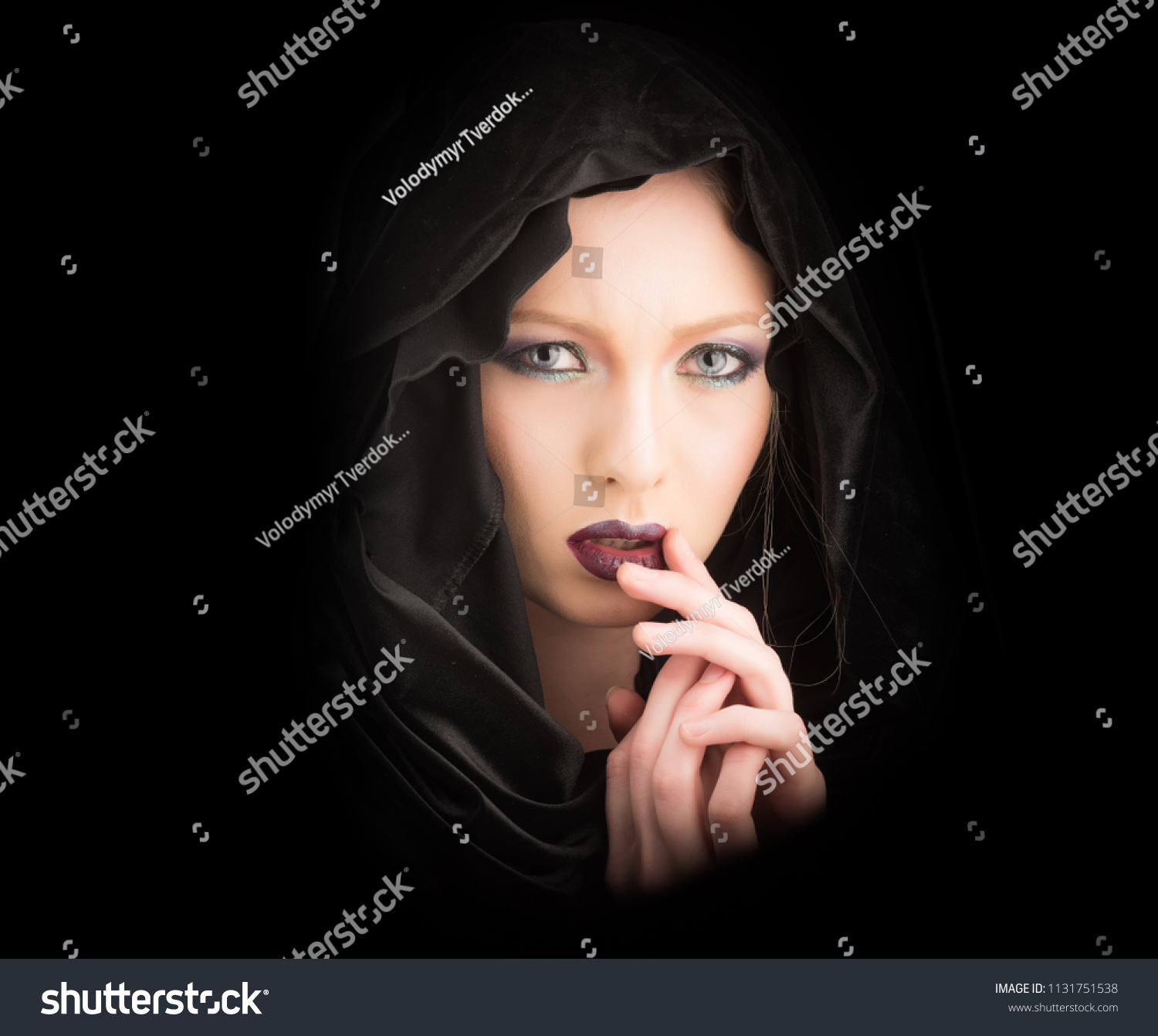 Sexy Woman Black Hood Sexy Woman Stock Photo 1131751538 | Shutterstock