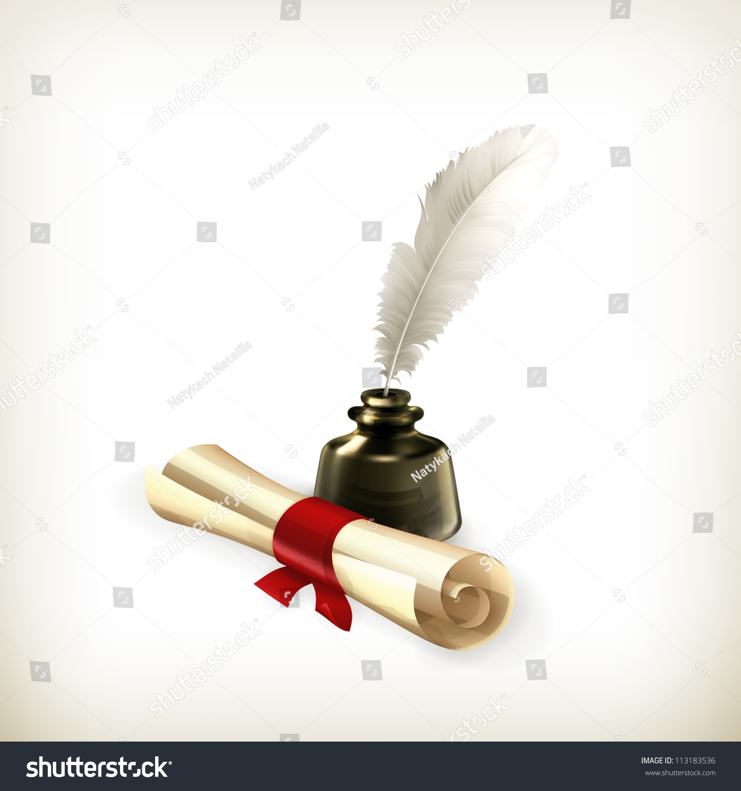 Ancient Scroll Feather Vector Stock Vector (Royalty Free) 113183536