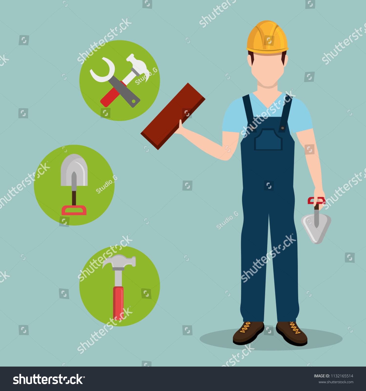 Construction Worker Under Construction Icons Stock Vector (Royalty Free ...