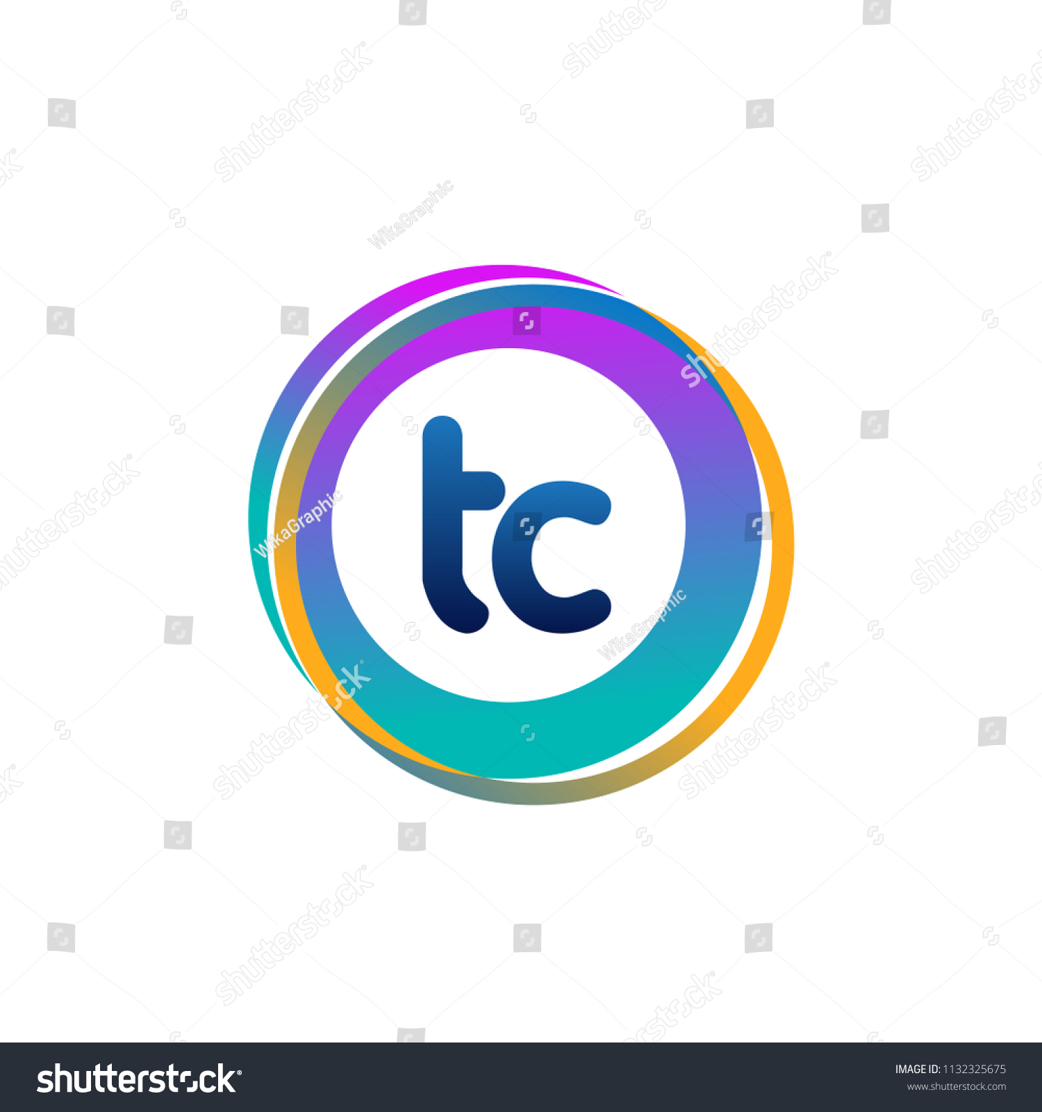 Letter Tc Logo Colorful Circle Letter Stock Vector (Royalty Free ...