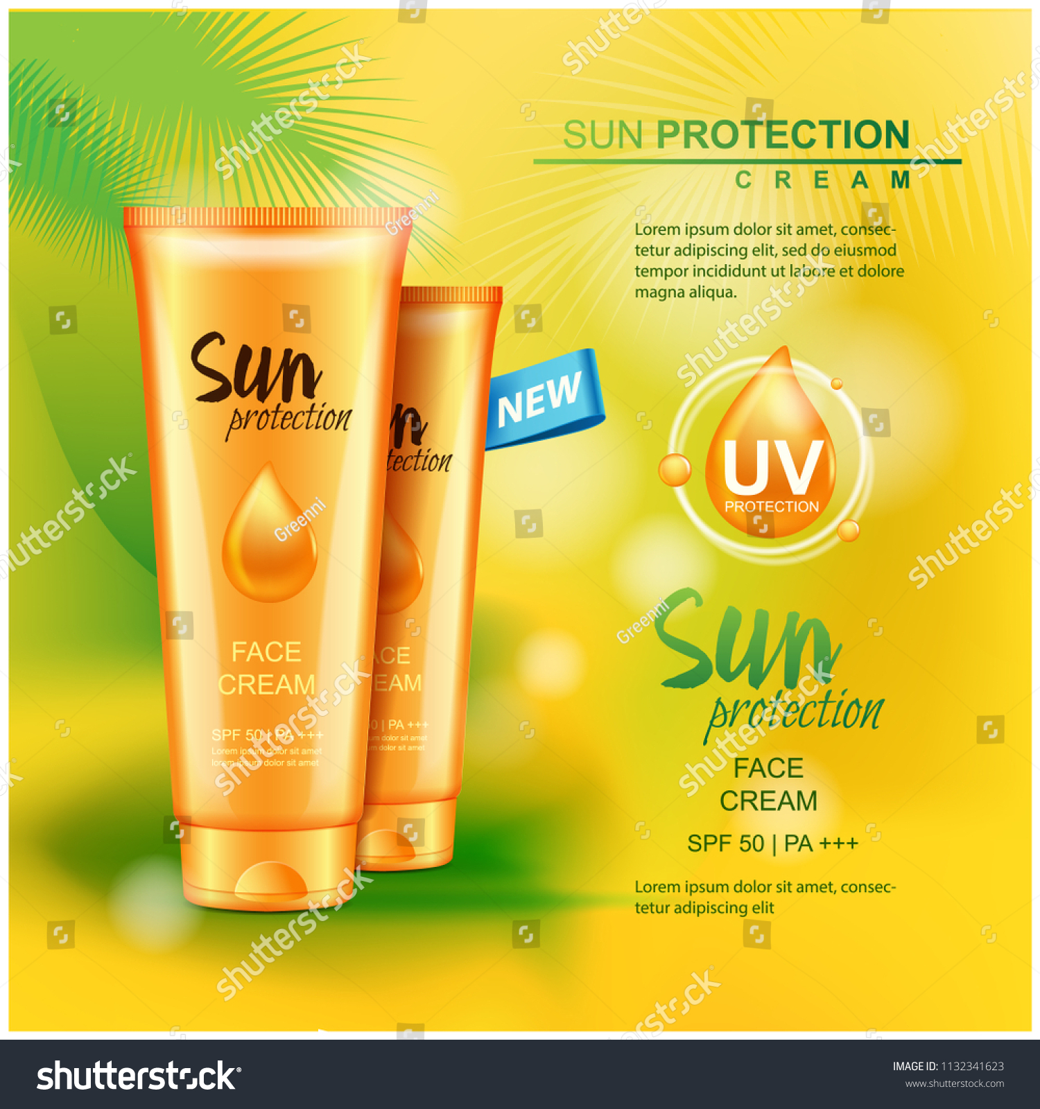 Sun Protection Cosmetic Products Vector 3d Stock Vector (Royalty Free ...