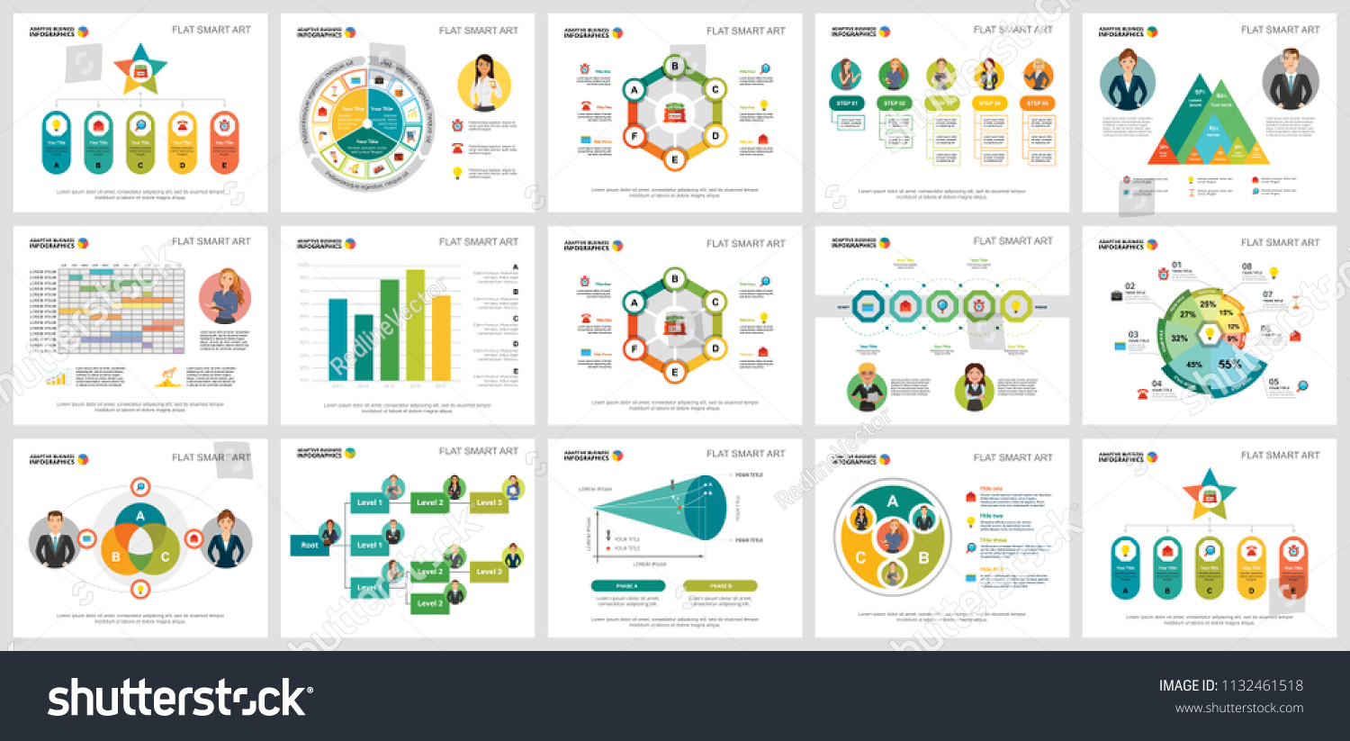 Colorful Management Analytics Concept Infographic Charts Stock Vector ...