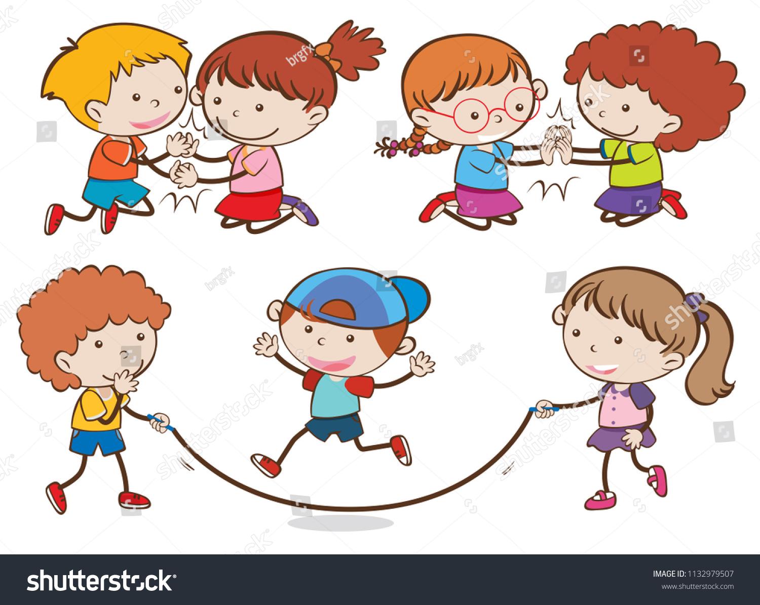 Set Children Playing Illustration Stock Vector (Royalty Free ...