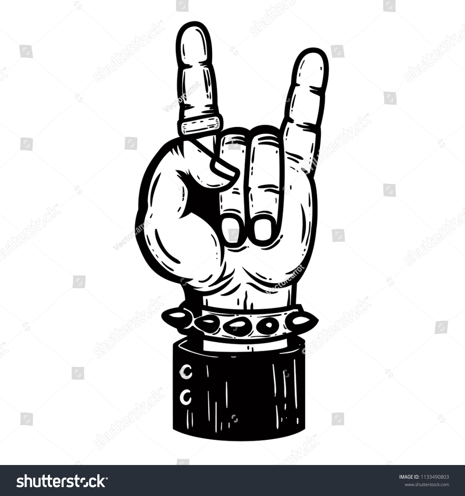 Human Hand Rock Roll Sign Design Stock Vector (Royalty Free) 1133490803 ...