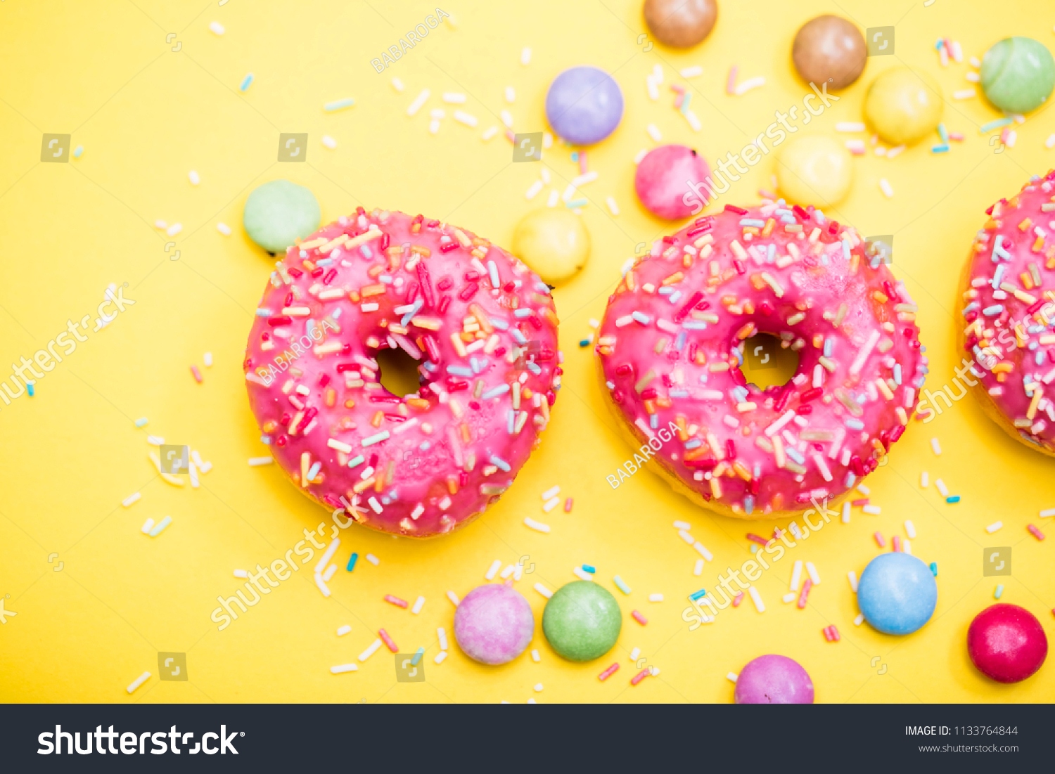 Pink Donuts Sprinkles Background Stock Photo 1133764844 | Shutterstock