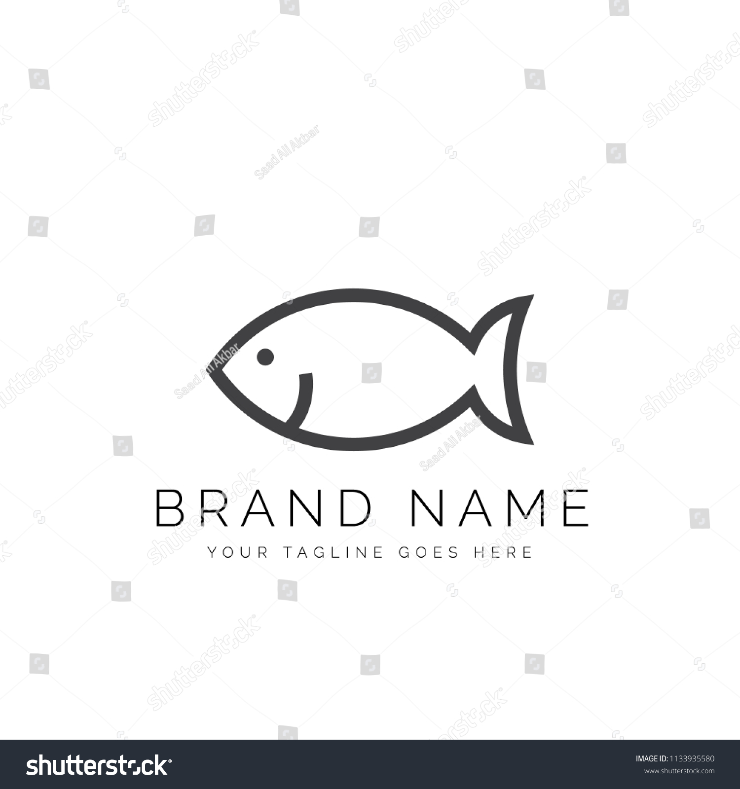 Minimalist Lineart Outline Fish Icon Logo Stock Vector (Royalty Free ...