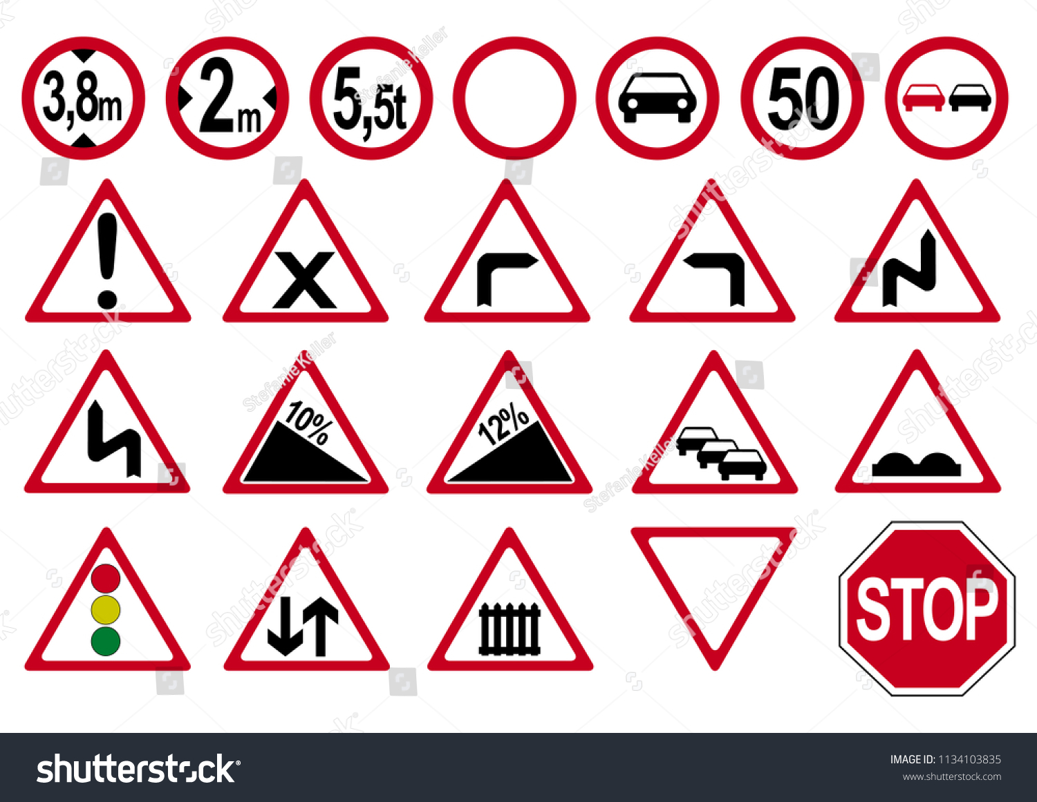 Collection German Traffic Signs Vector File Stock Vector Royalty Free