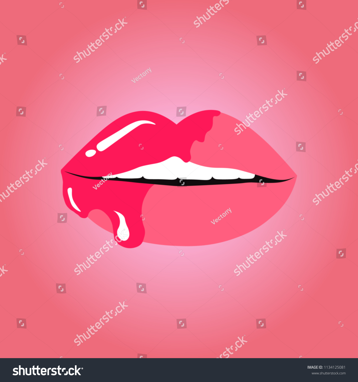 Pink Lips Dripping Lip Gloss Vector Stock Vector (Royalty Free ...