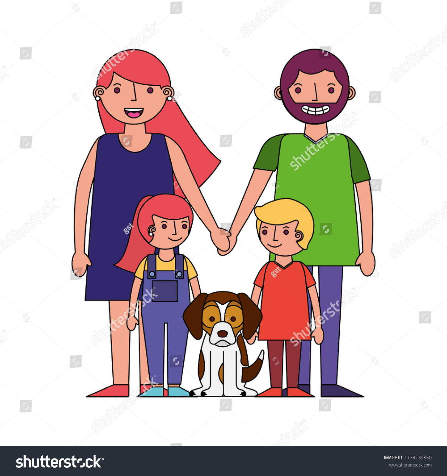 Happy Family Mom Dad Son Daughter Stock Vector (Royalty Free ...