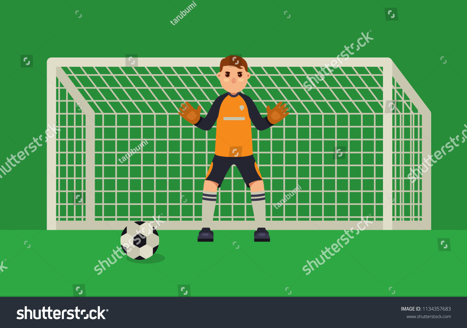 Football Goalkeeper Flat Style Vector Illustration Stock Vector ...