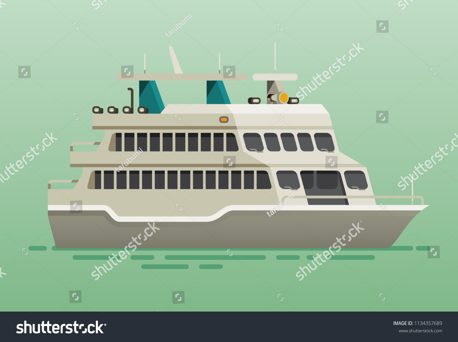 Ferry Boat Ship Flat Style Vector Stock Vector (Royalty Free ...