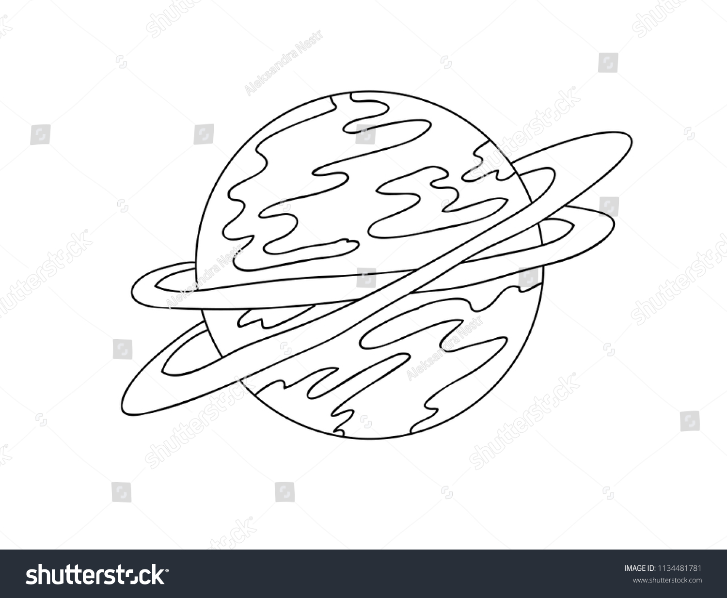 Planet Lines Vector On White Background Stock Vector (Royalty Free ...