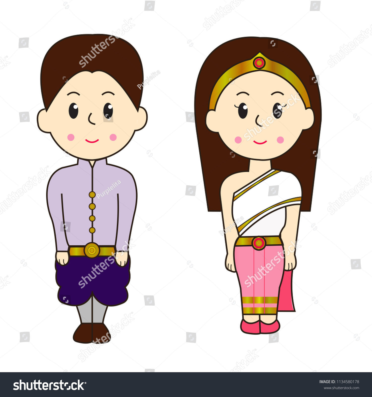 Boy Girl Thai Costume Stock Vector (Royalty Free) 1134580178 | Shutterstock