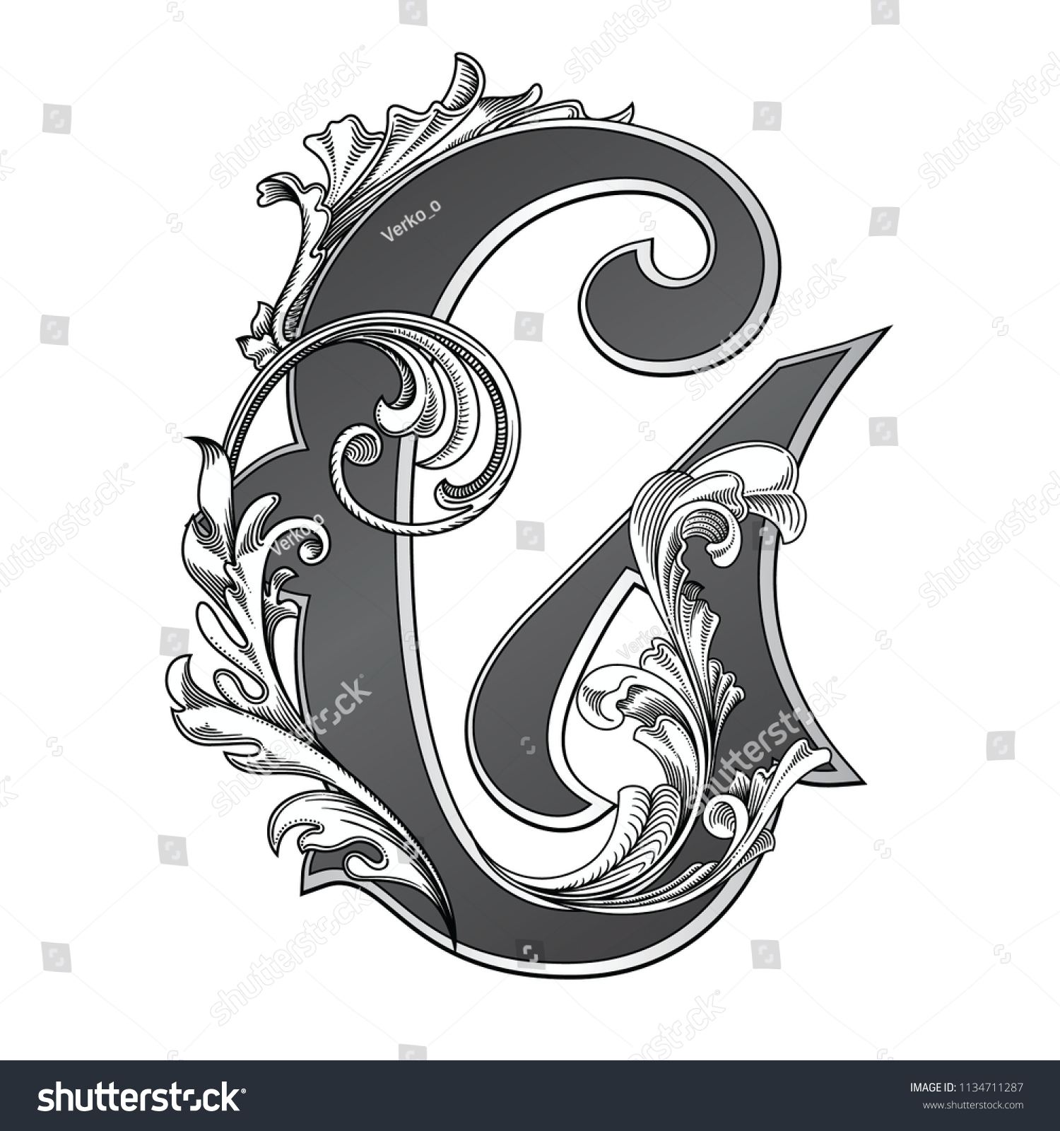 Vector Illustration Uppercase Letter Decorations Isolated Stock Vector ...