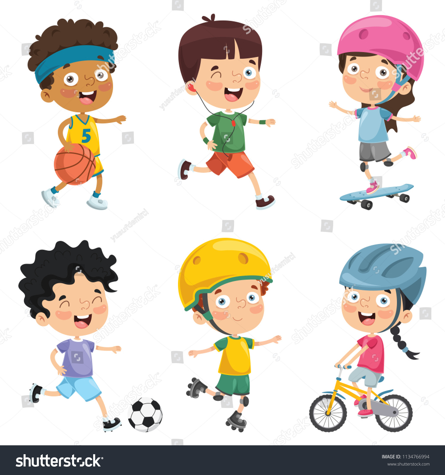 Vector Illustration Kids Making Sport Stock Vector (Royalty Free ...