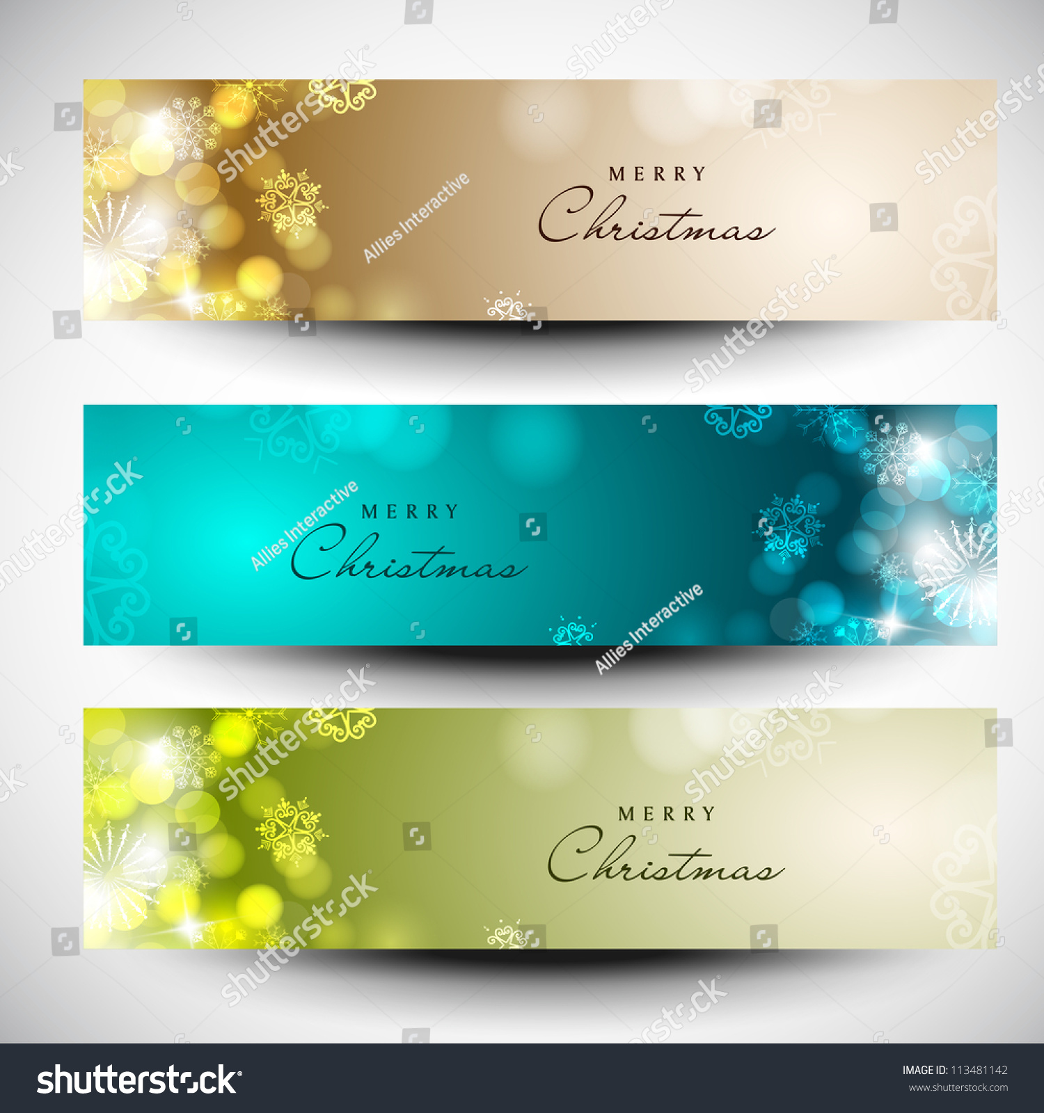 Merry Christmas Website Header Banner Set Stock Vector (Royalty Free