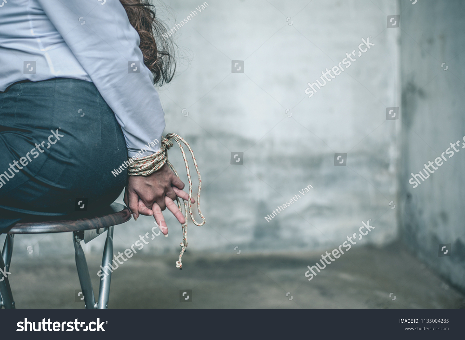 Woman Hands Bound Women Were Handcuffed Stock Photo 1135004285 ...