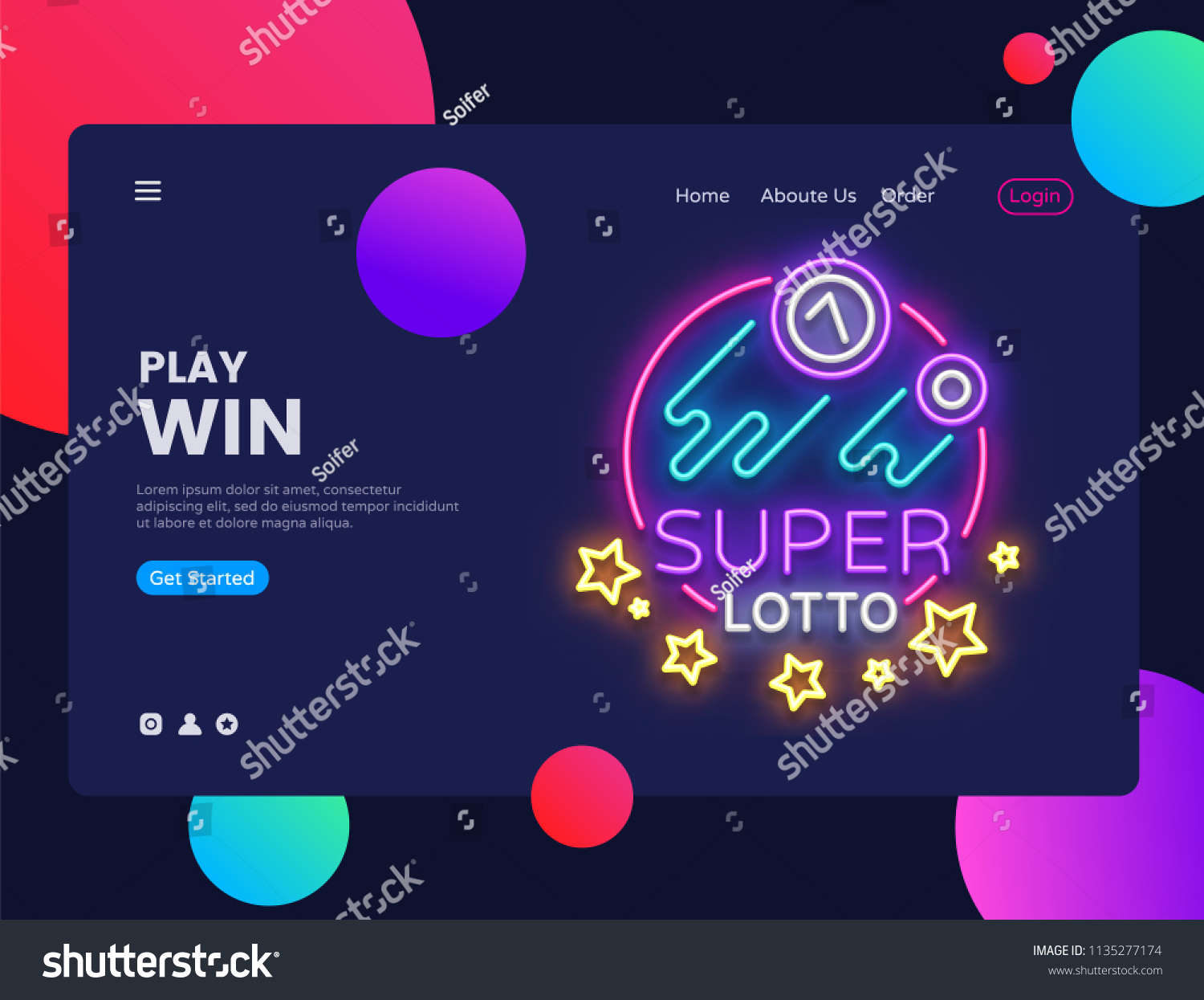 Super Lotto Horizontal Web Banner Vector Stock Vector (Royalty Free