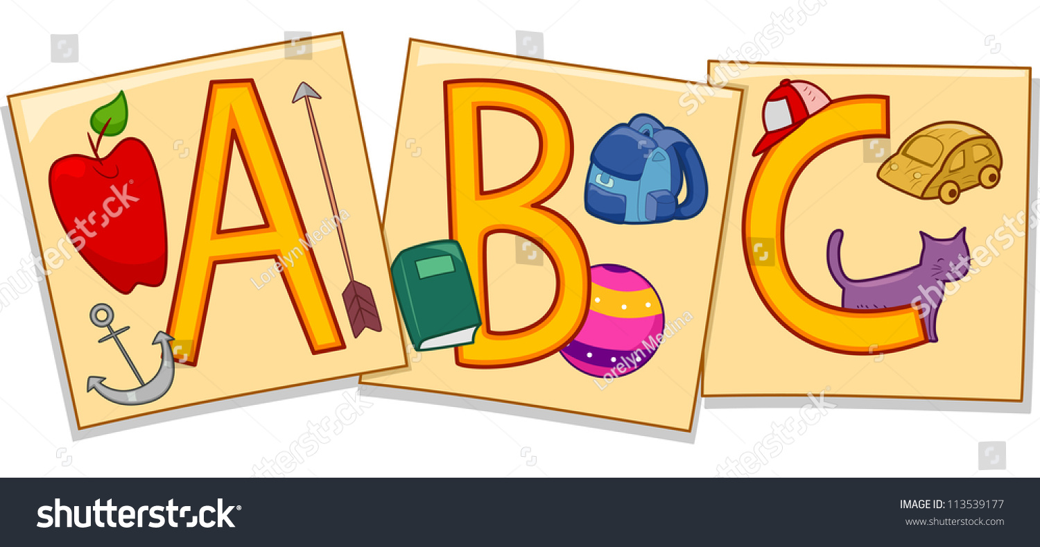 Illustration Flashcards Featuring Letters B C Stock Vector (Royalty ...