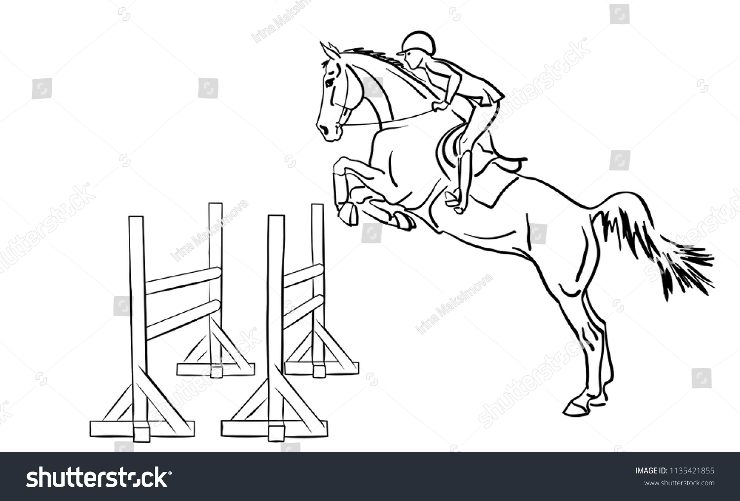 Equestrian Show Jumping Rider Jumping Horse Stock Vector (Royalty Free ...