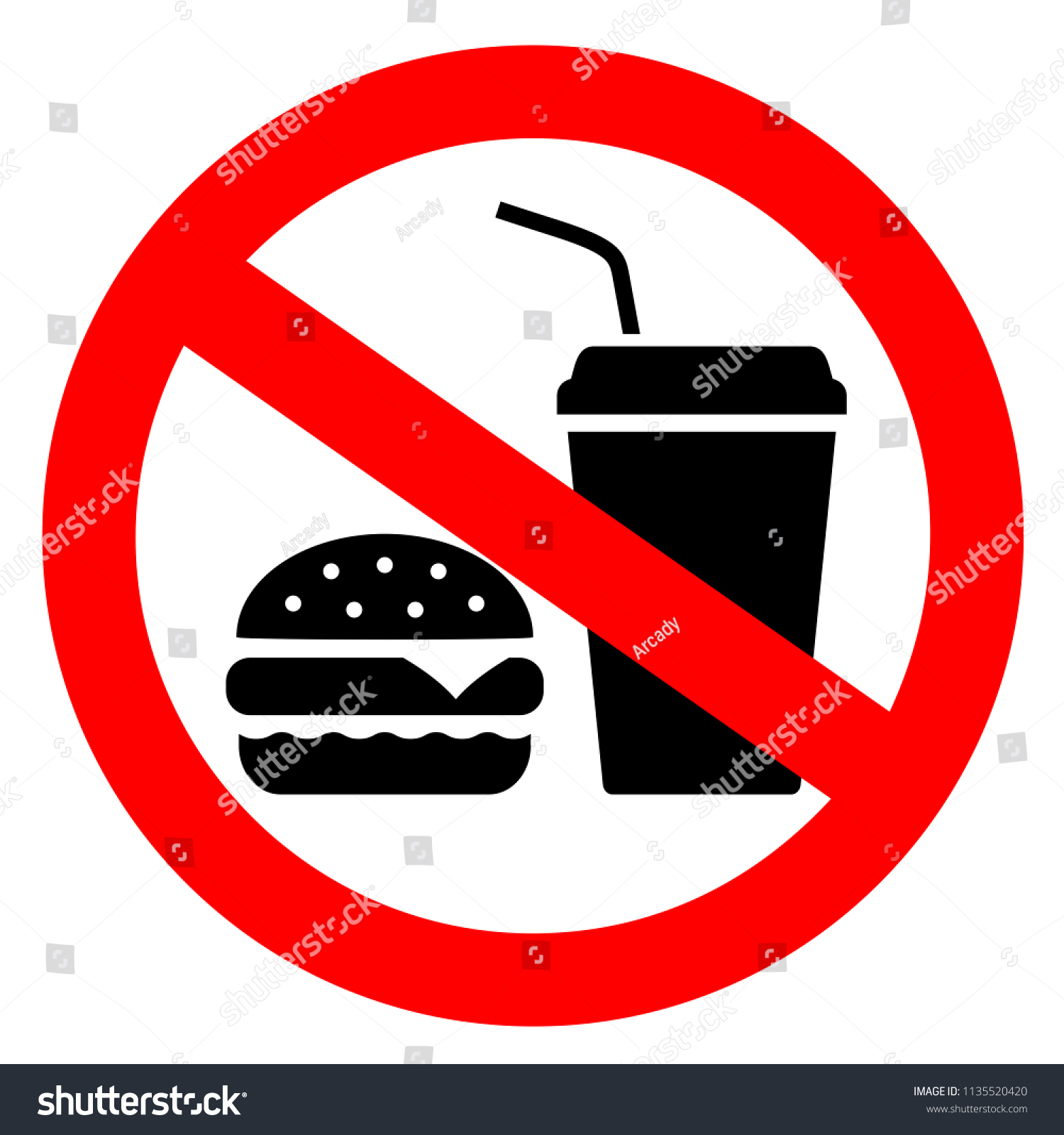 No Eating Vector Sign Isolated On Stock Vector (Royalty Free ...