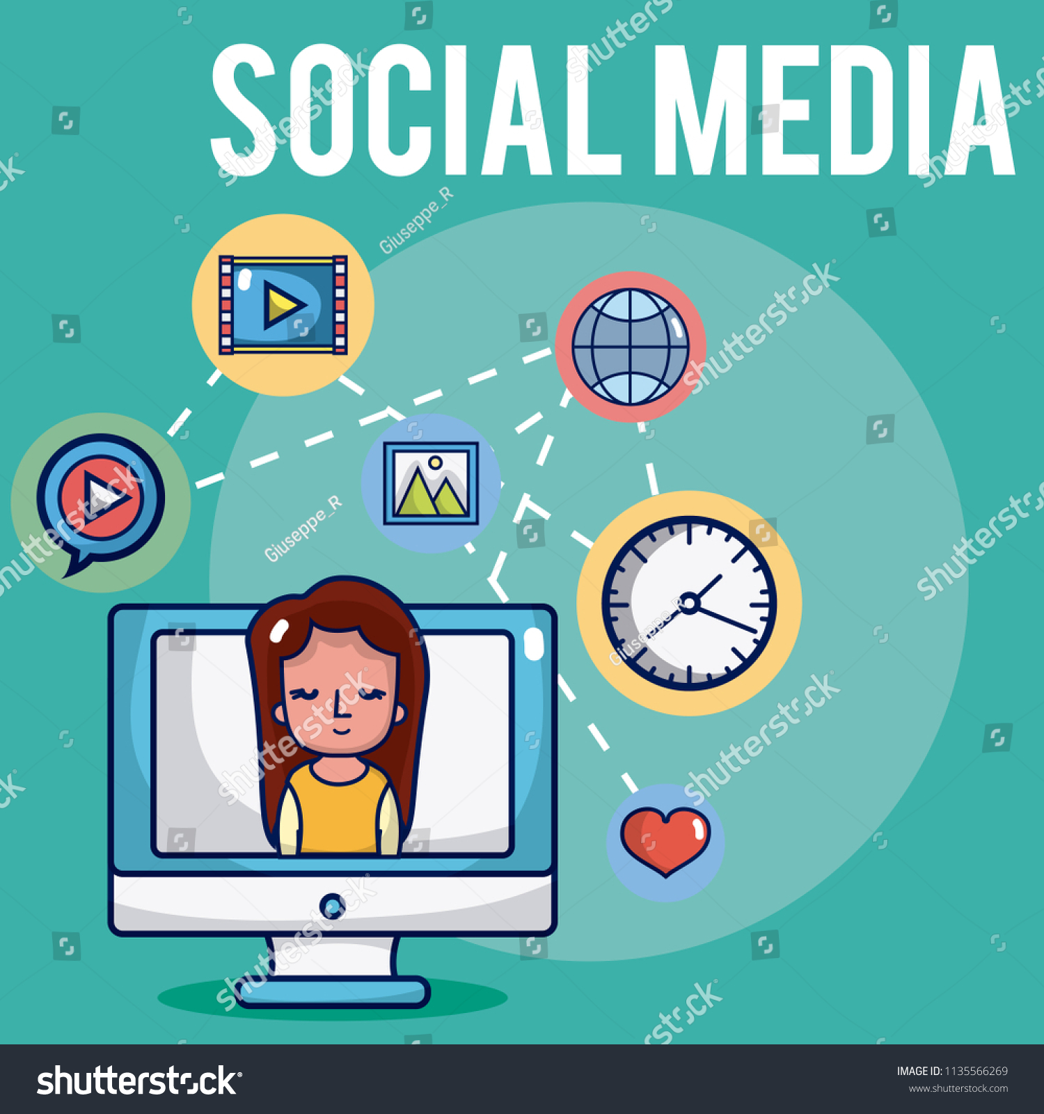 Social Media Cartoons Concept Stock Vector (Royalty Free) 1135566269 ...