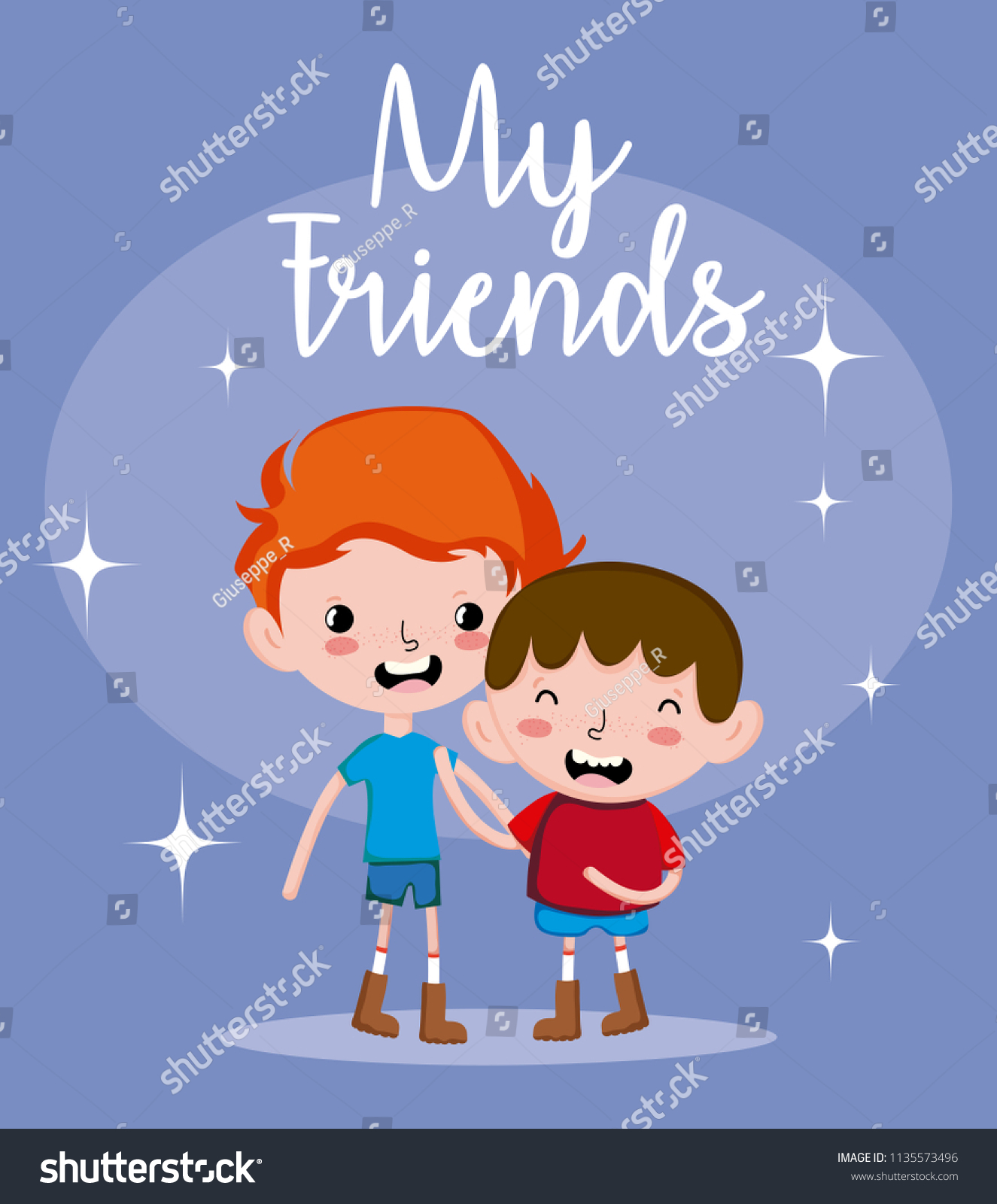 My Friends Cute Cartoons Stock Vector (Royalty Free) 1135573496 ...