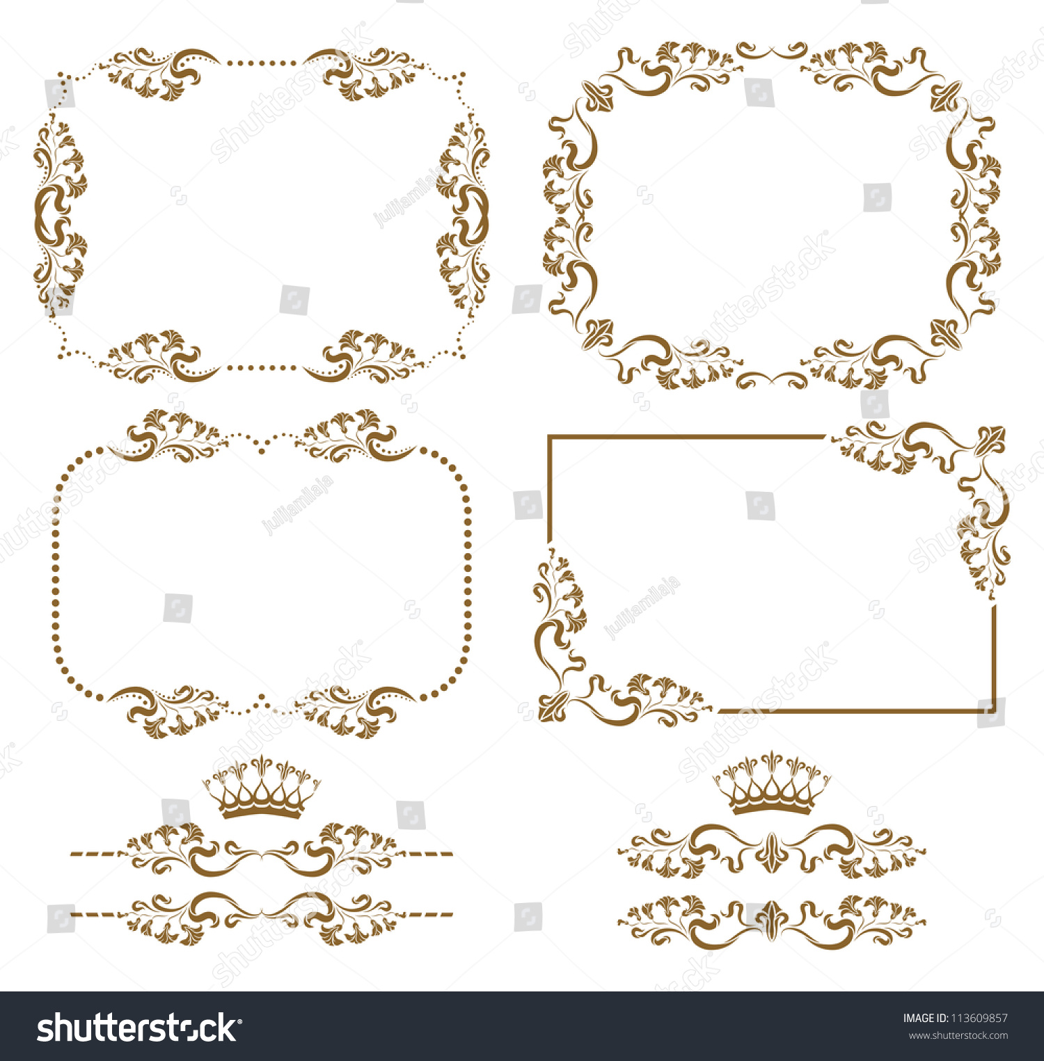 Vector Set Decorative Horizontal Elements Border Stock Vector (Royalty ...