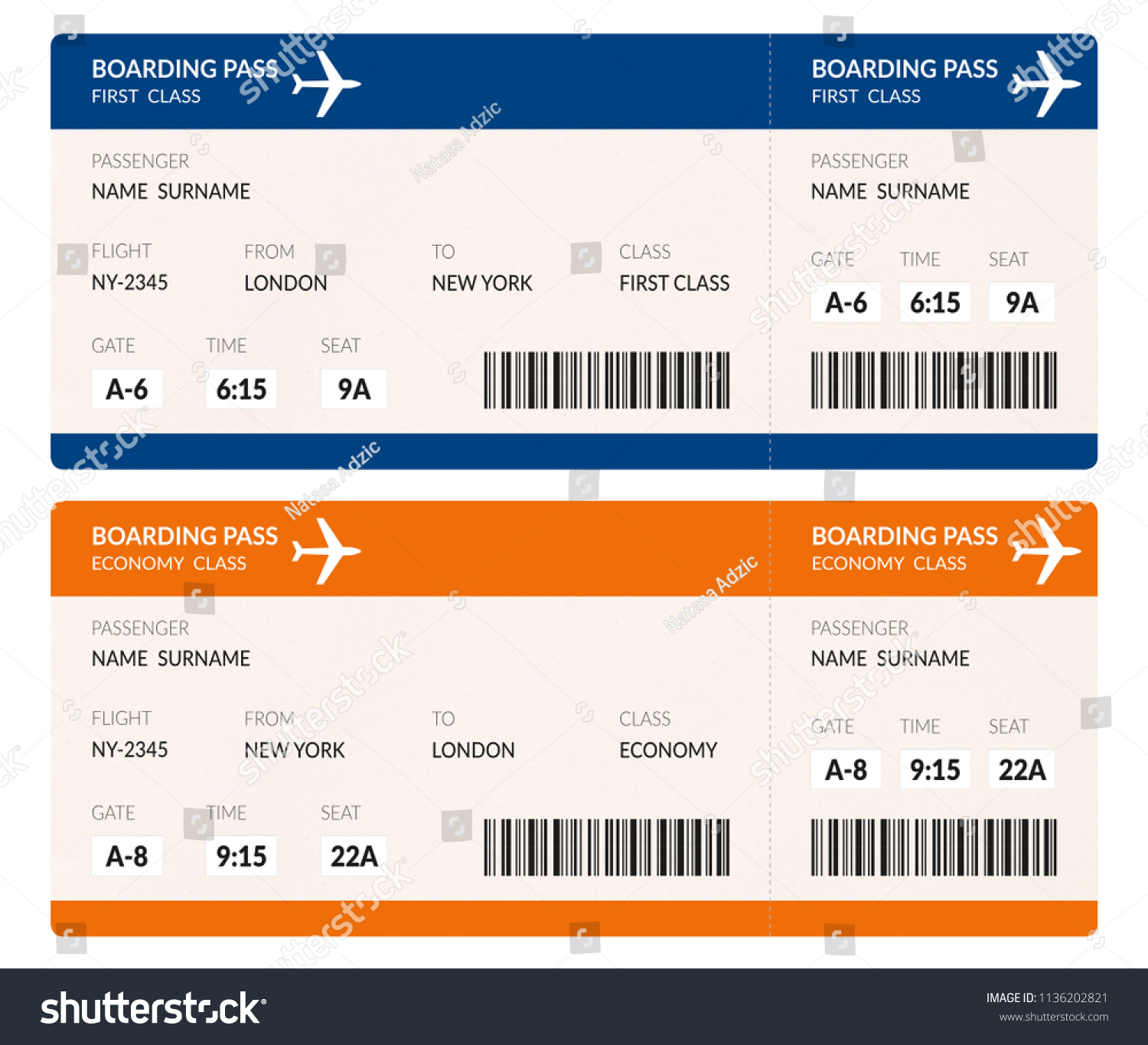 Airline Boarding Pass Ticket Illustration Barcode Stock Illustration 1136202821 Shutterstock